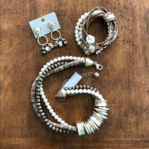 Chico's Beaded Necklace, Bracelet & Earrings Set - New
